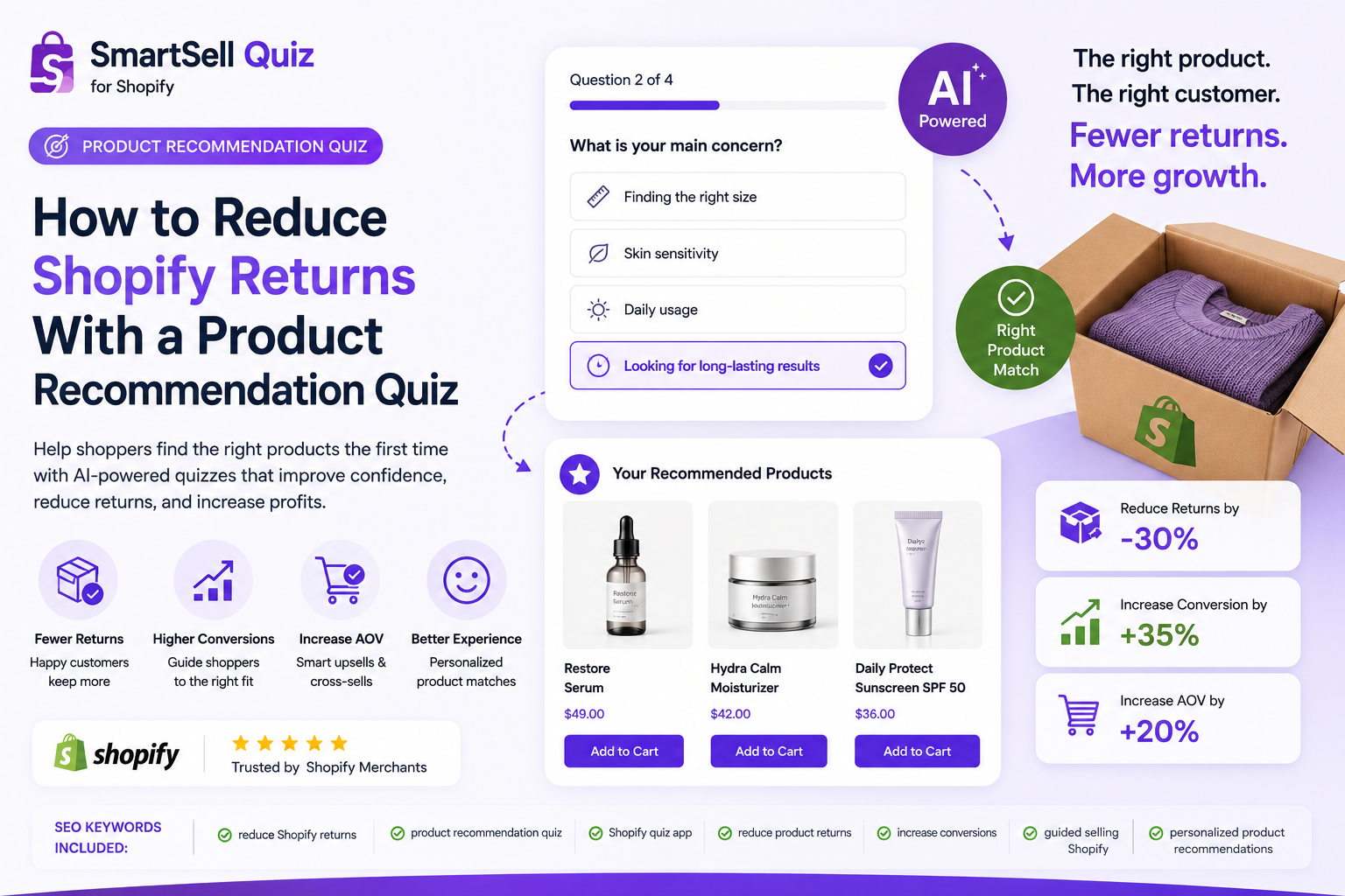 Reduce Shopify returns with a product recommendation quiz blog cover