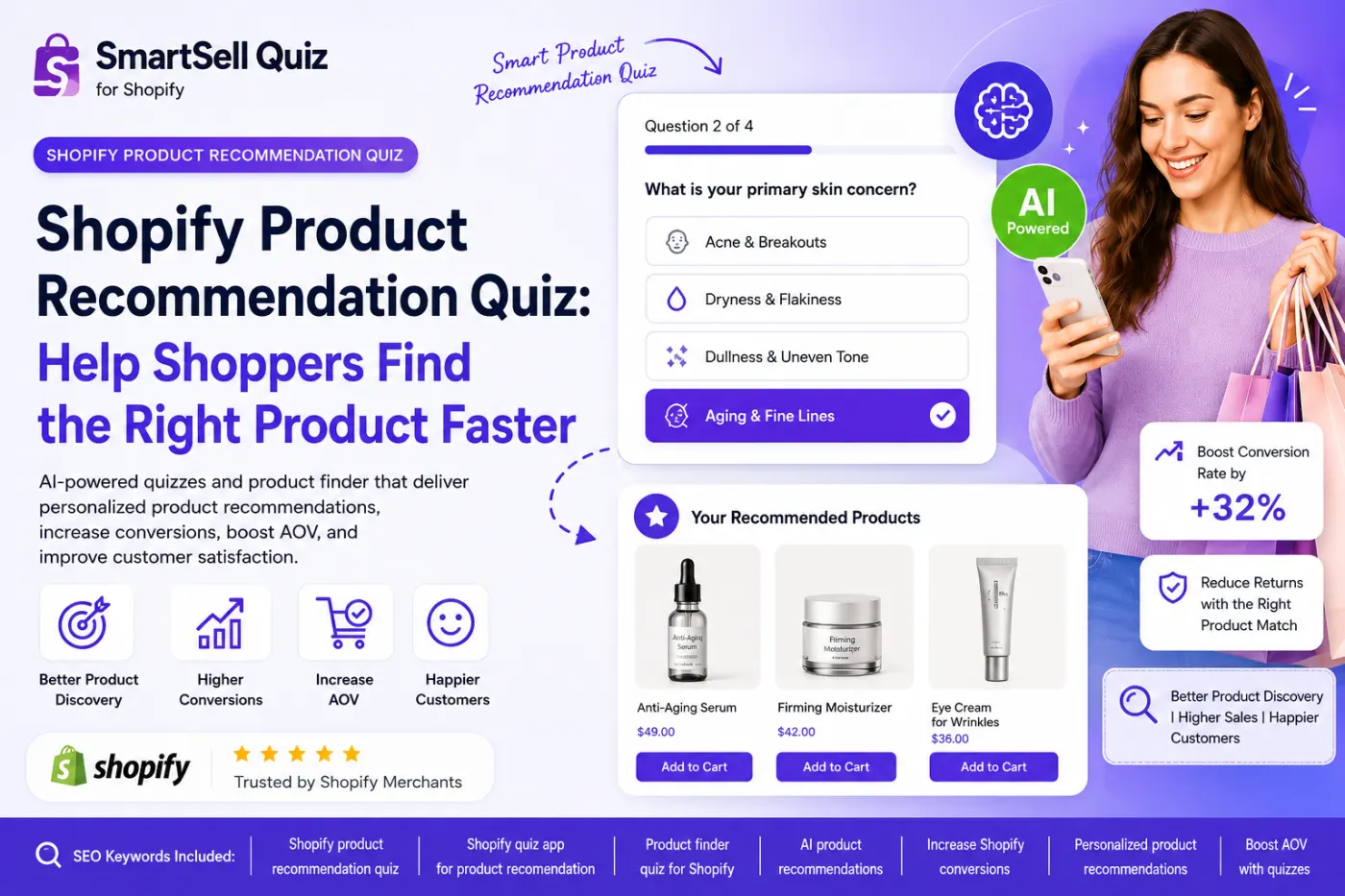 Shopify customer answering an interactive product recommendation poll to find the right product