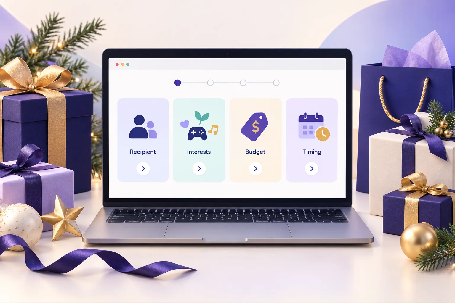 Shopify holiday gift guide quiz recommending gifts by recipient and budget